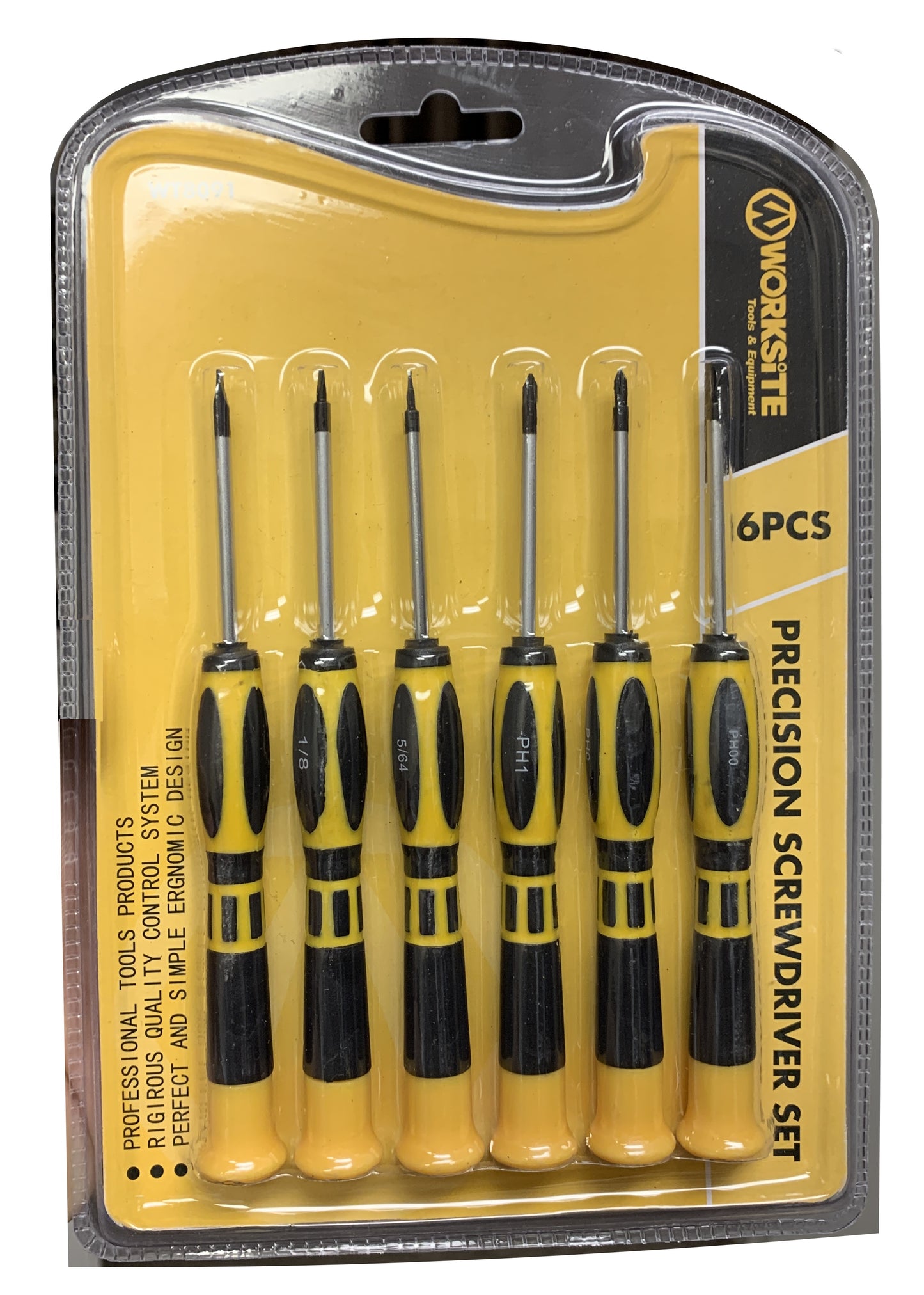 6 pieces Precision Screwdriver Set Professional Worksite WT8091 Slotted PH Tool