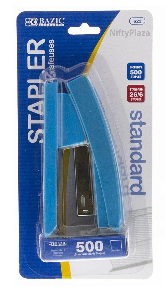 Bright Color Standard (26/6) Stapler w/ 500 Ct. Staples - Home, School and Office - Random Color