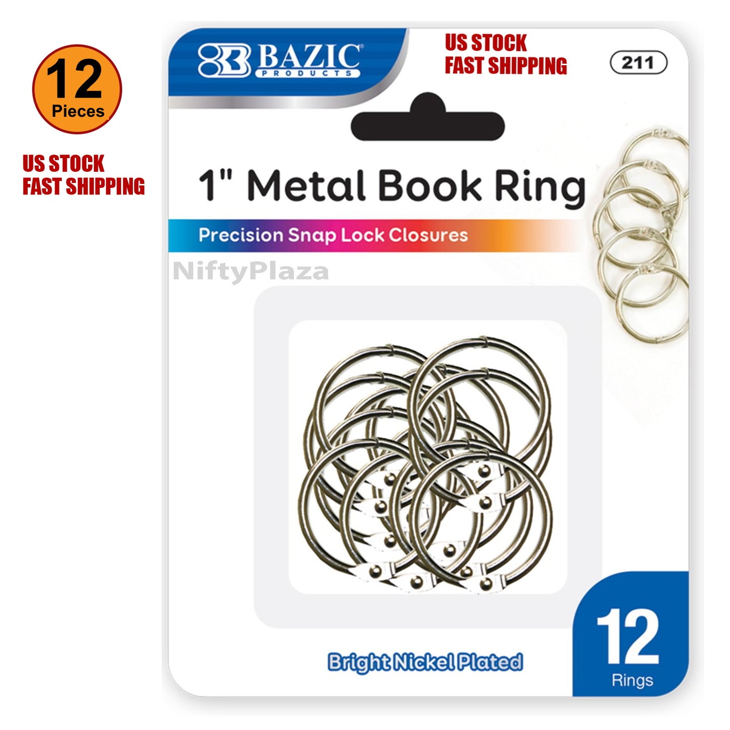 12 pcs 1 Inch Silver Metal Book Rings Excellent Quality, Ideal for Home, School and Office