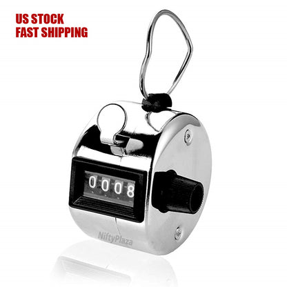 Hand Tally Counter 4-Digit Mechanical Palm Number Clicker With Finger Ring
