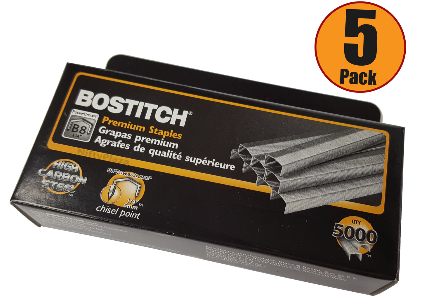 Stanley Bostitch B8 Staples 1/4", 5 Boxes (25000 Staples)