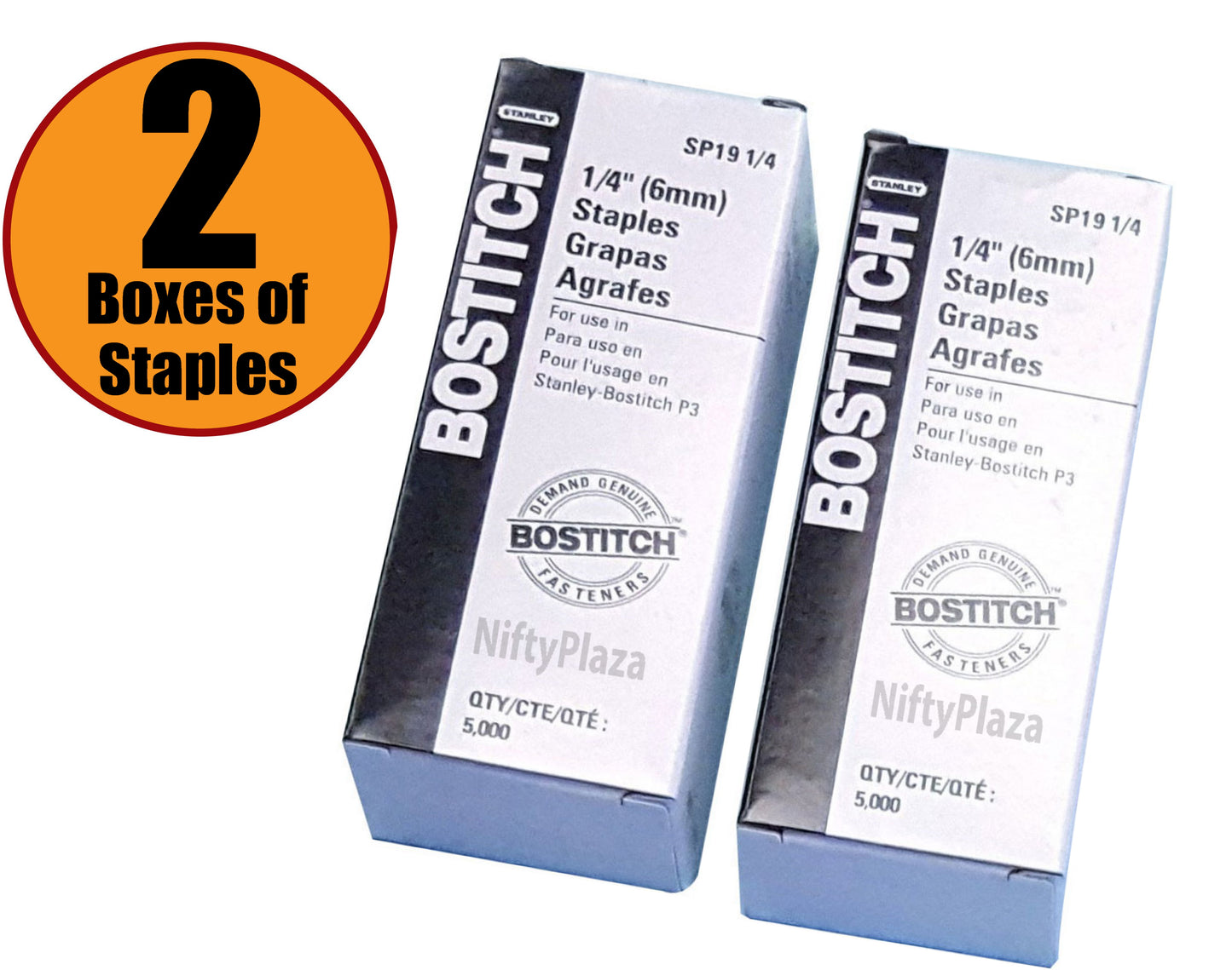 Stanley Bostitch P3 Staples SP19 1/4 Inch Premium, 2 Boxes - 10,000 Staples
