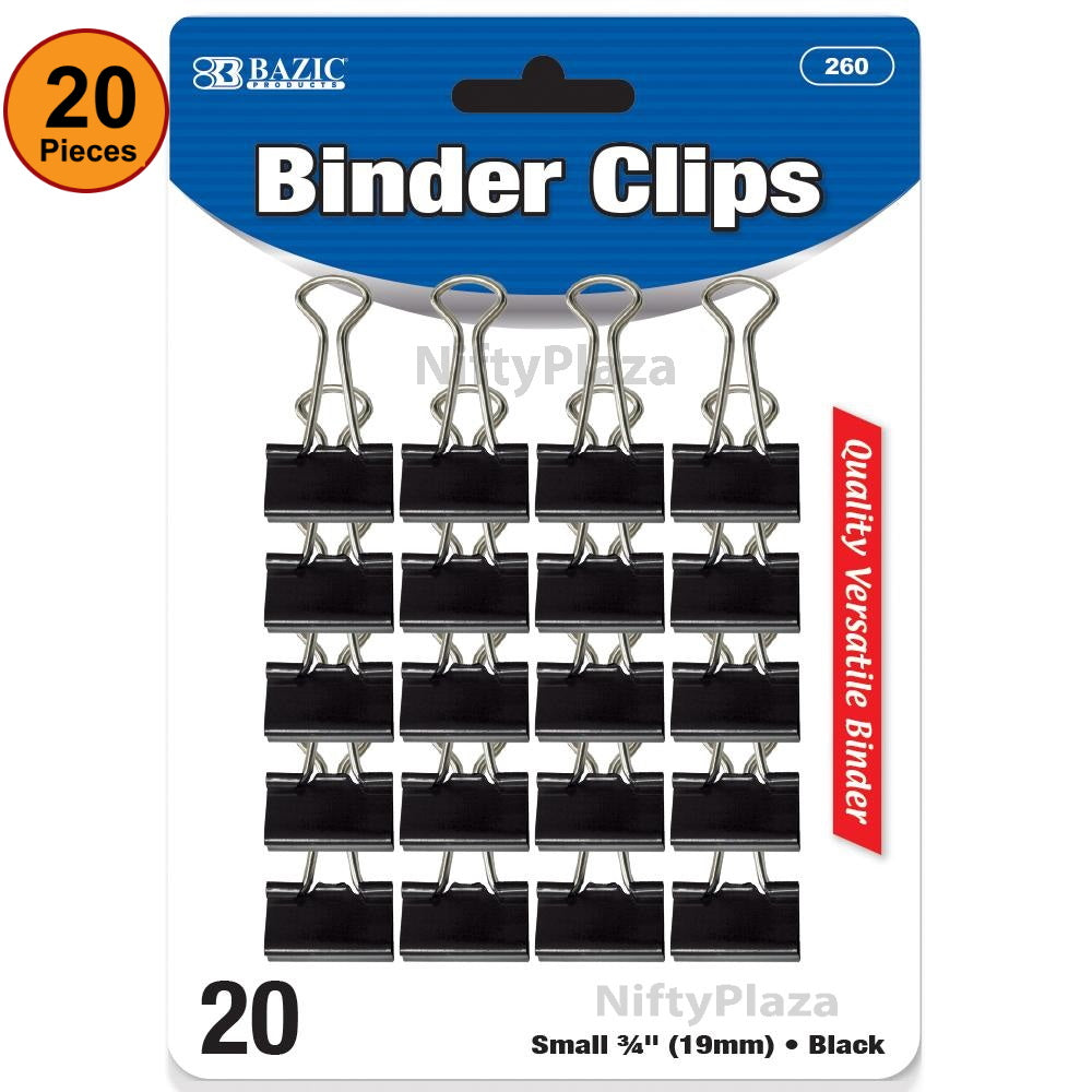 20 pcs Small 3/4" (19mm) Black Binder Clips Solid Hold, Releases Easily Tackle any Task