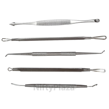 NiftyPlaza 5 PCS Blemish Acne Pimple Extractor Blackhead Whitehead Remover Tool Kit