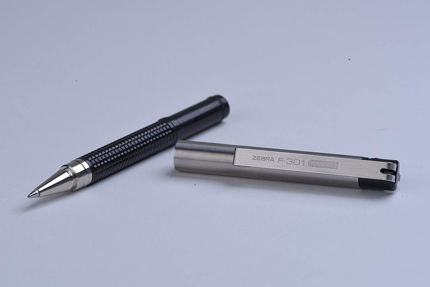 Zebra F-301 Compact Ballpoint Stainless Steel Capped Pen, Fine Point, 0.7mm, Black Ink