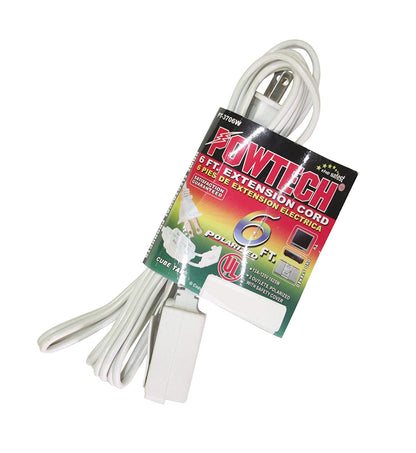 POWTECH Extension Cord, 16 Gauge 6 FT White Power Cord with 3 Recepacle Cube Tap UL Heavy duty Household