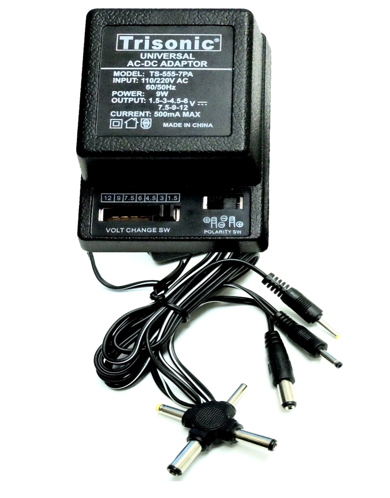 Universal AC to DC Power Adapter - Output 7 Way Universal Adjustable DC Voltage 500mA