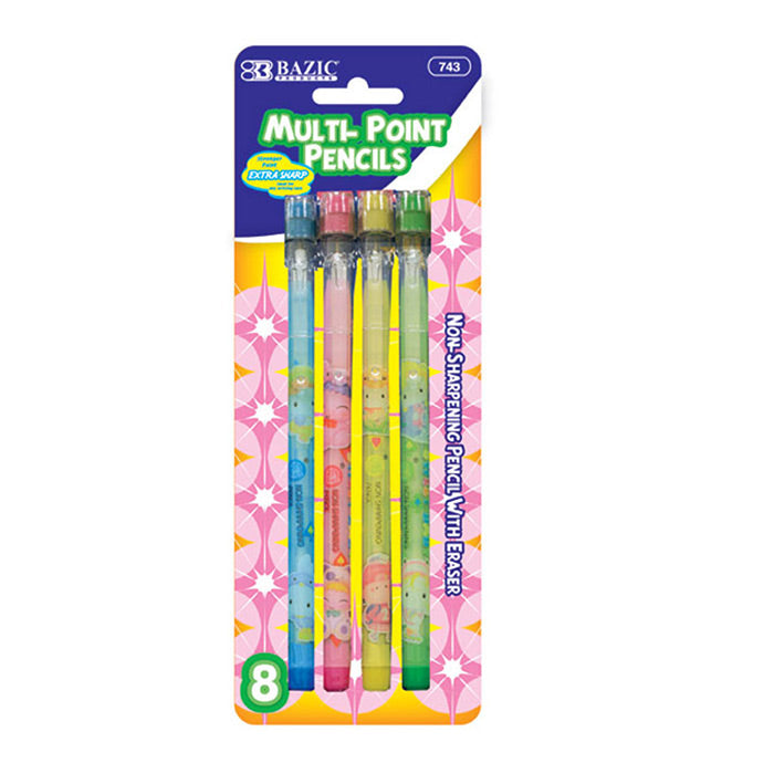 Fancy Multi-Point Pencil (8/Pack) new, sharp and ready to use pencils Ideal for School, Home and Office