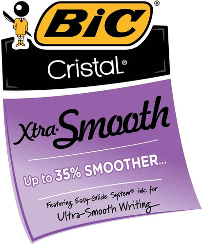BIC Cristal Xtra Smooth Ballpoint Pen, Medium Point (1.0mm), Black, 12-Count