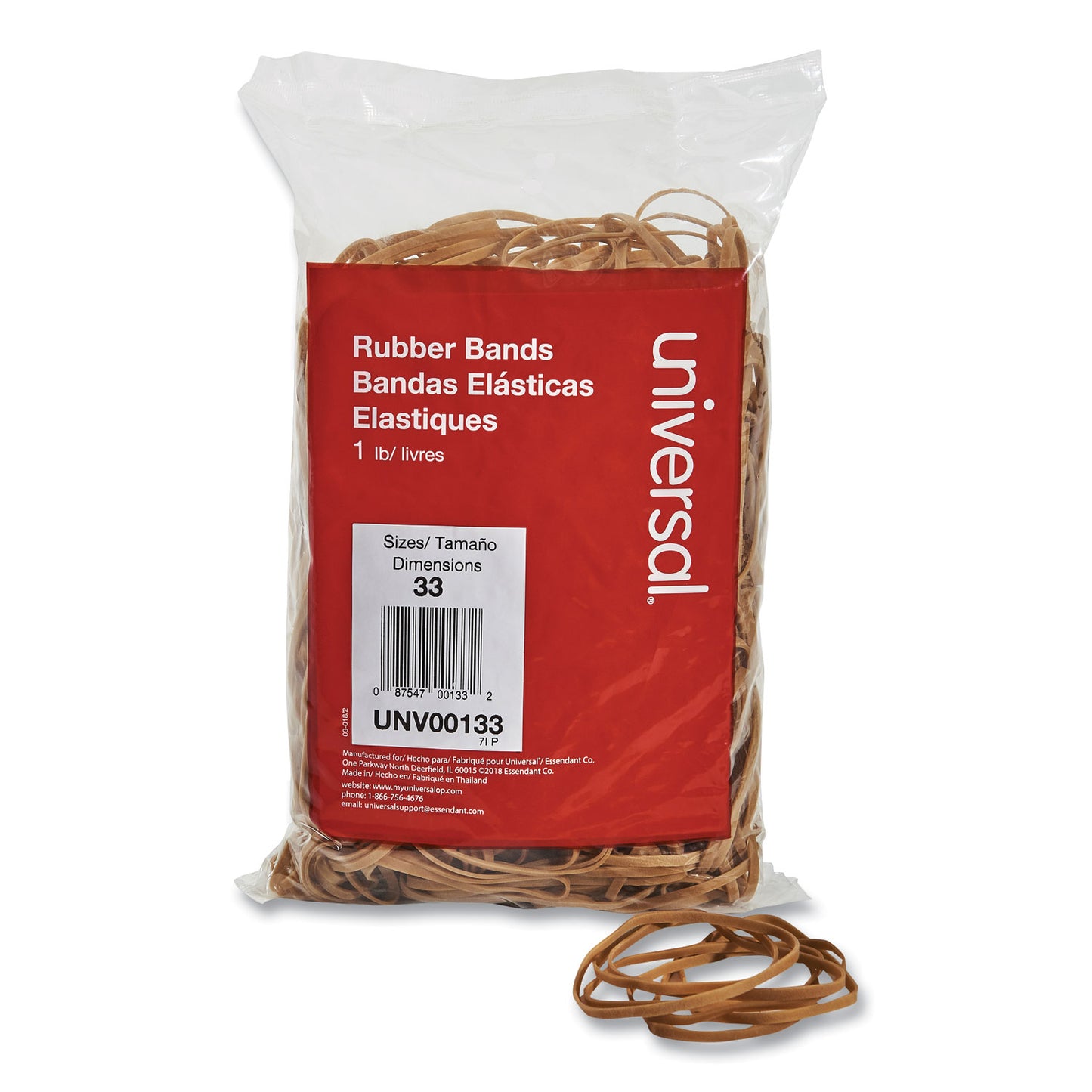 Universal Rubber Bands, Size 33, 0.04 Inch Gauge, Beige, 1 lb Box, 640/Pack
