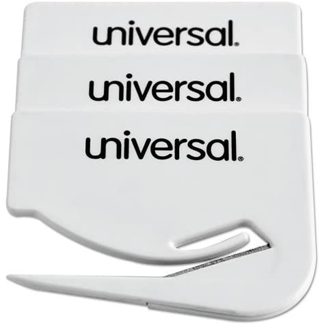 Universal Letter Slitter Hand Letter Opener w/Concealed Blade, 2 1/2 Inch, White, 3/Pack