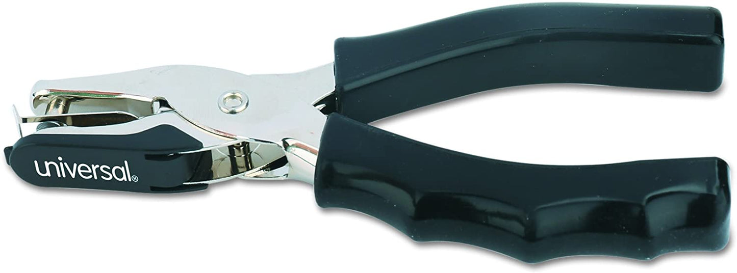 Universal Eight-Sheet Handheld 1/4 Hole Punch, Metal with Black Rubber Grip, Universal Brand