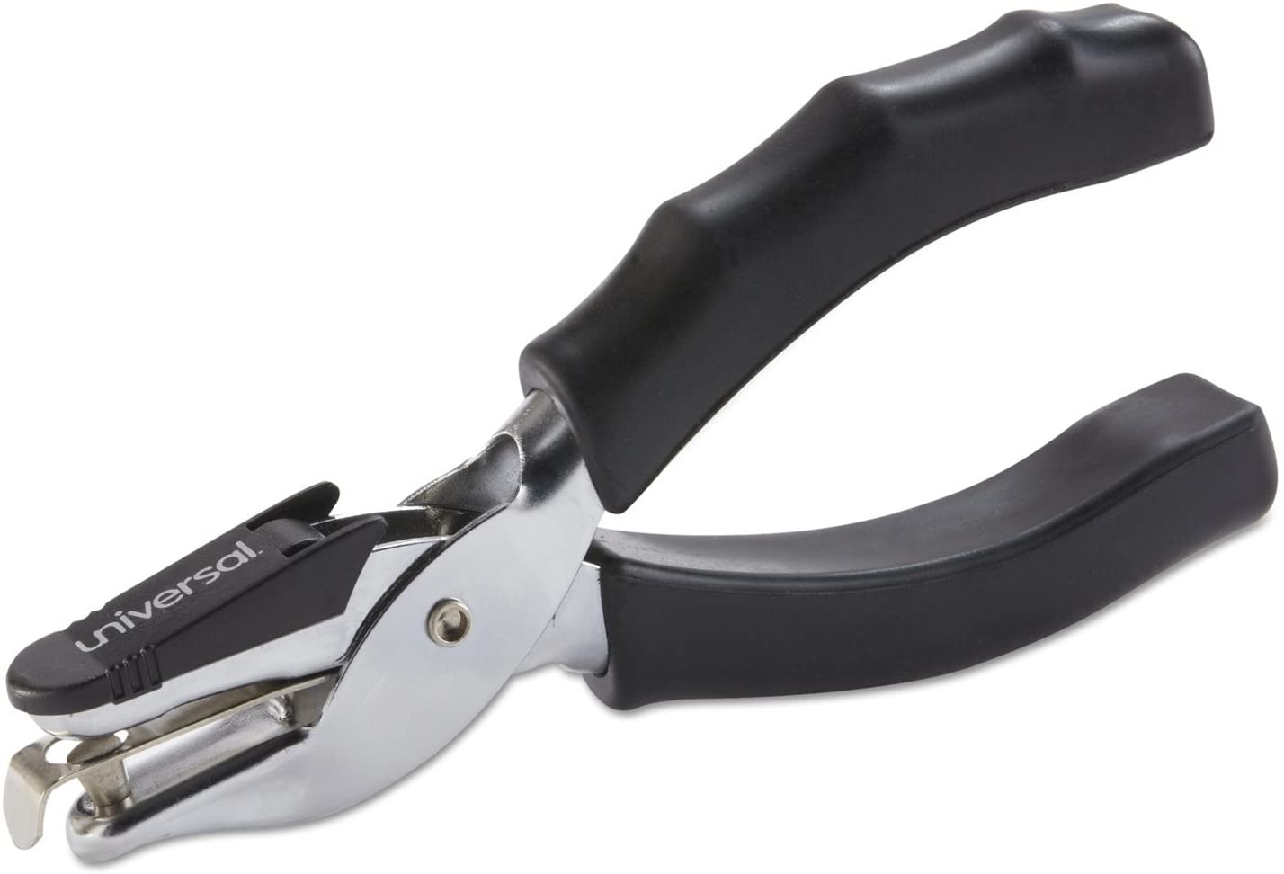 Universal Eight-Sheet Handheld 1/4 Hole Punch, Metal with Black Rubber Grip, Universal Brand