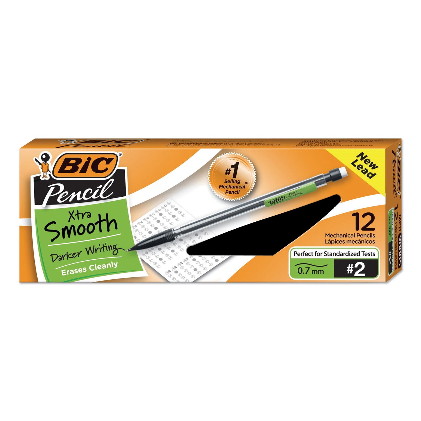 Bic Xtra Smooth Mechanical Pencil, 0.7 mm, HB (#2.5), Black Lead, Clear Barrel 12 pcs