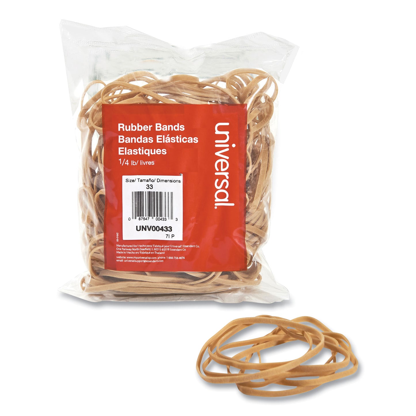 Rubber Bands, Size 33, 0.04" Gauge, Beige, 4 oz Box, 160/Pack Great elasticity