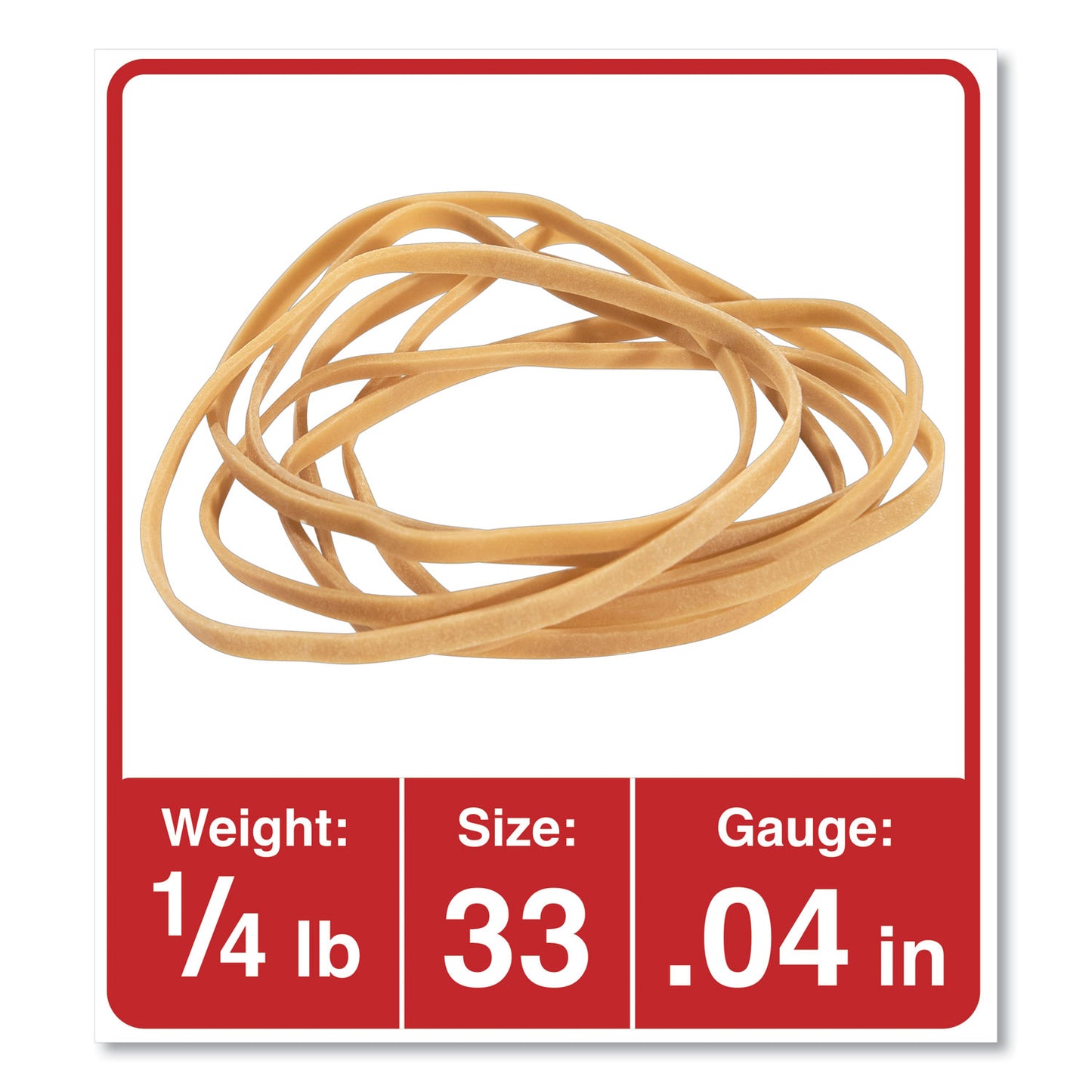 Rubber Bands, Size 33, 0.04" Gauge, Beige, 4 oz Box, 160/Pack Great elasticity