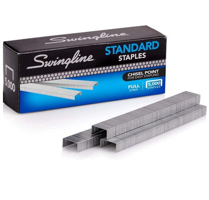 Standard Staples Swingline S.F. 1 Chisel Point 210 Full Strip Staples - 5,000 per Box 0.25 Inch Leg, 0.5 Inch Crown, Steel