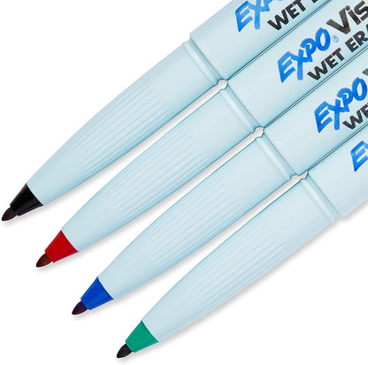 Expo Vis-a-Vis Wet Erase Marker, Fine Bullet Tip, Assorted Colors, 4-Count