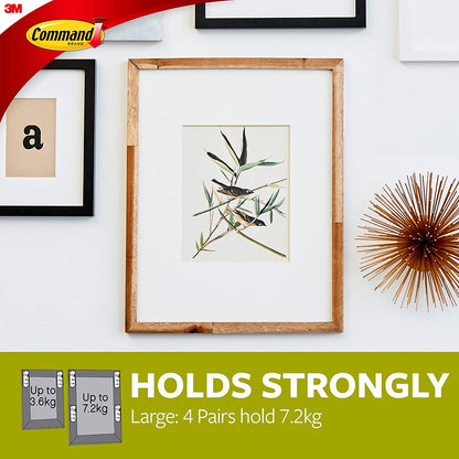 Command Picture Hanging Strips, Removable, 0.5" x 3.63", White, Holds 16 lbs 4 Pairs/Pack