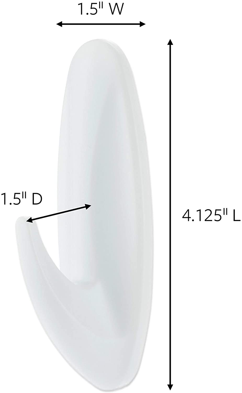 Command General Purpose Hooks, Large, 5 lb Cap, White, 1 Hook and 2 Strips/Pack