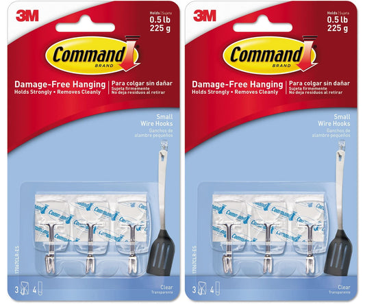 Command Clear Hooks and Strips, Plastic/Wire, Small, 6 Hooks and 8 Strips Holds strongly Removes Cleanly