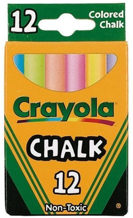 Crayola Chalk, Assorted Colors 12 Count Draws Write Smooth Clean lines Non-Toxic