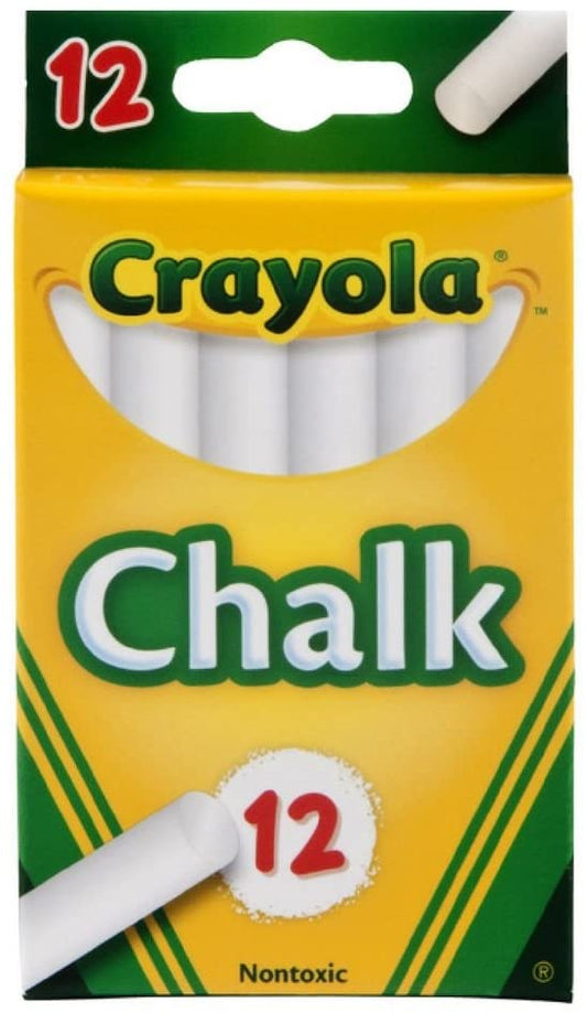 Crayola Chalk, White Colors 12 Count Draws Write Smooth Clean lines Non-Toxic