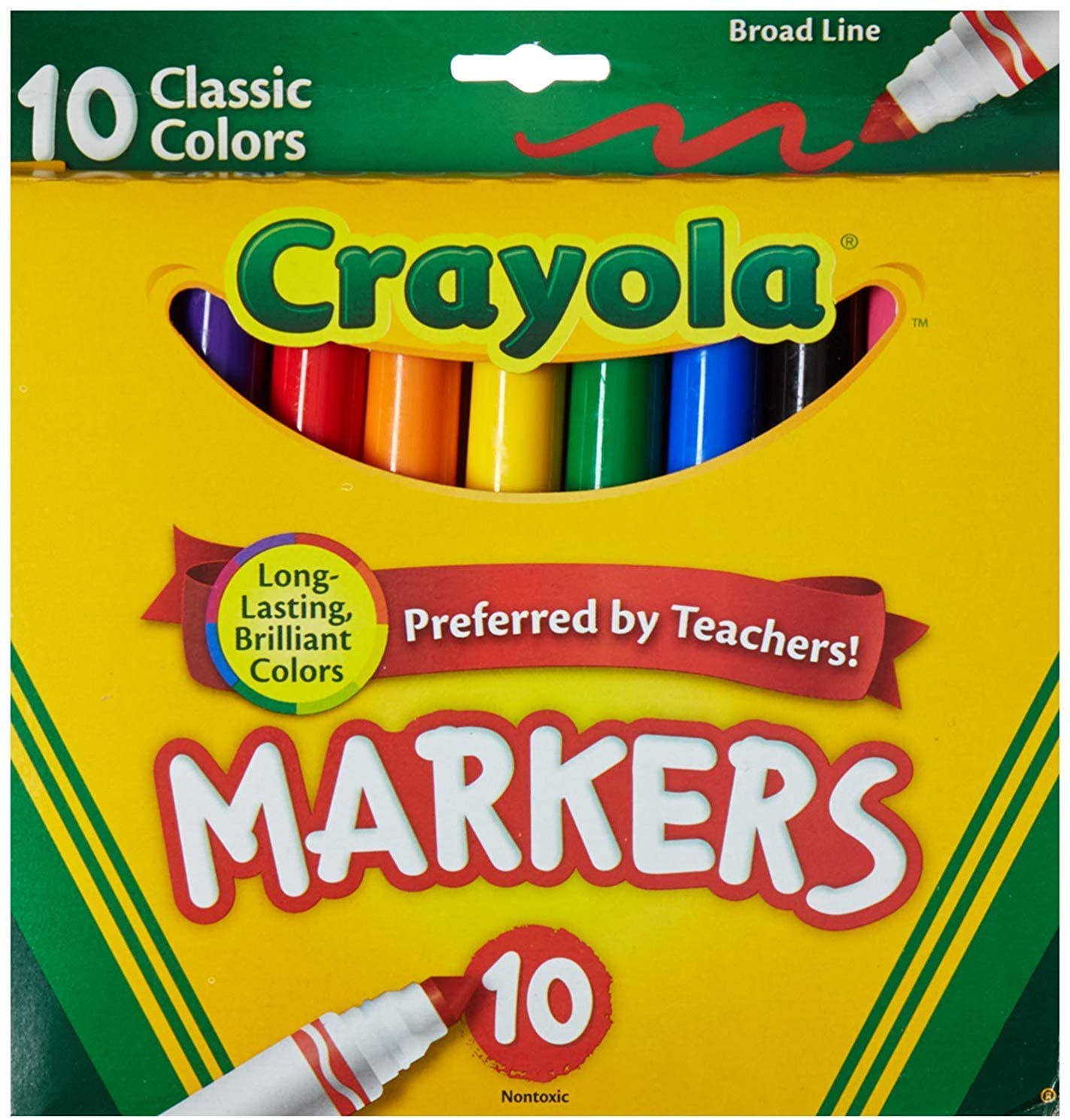 Crayola Broad Line Markers, Classic Bold Colors, Bright, Classic  - 10 Count