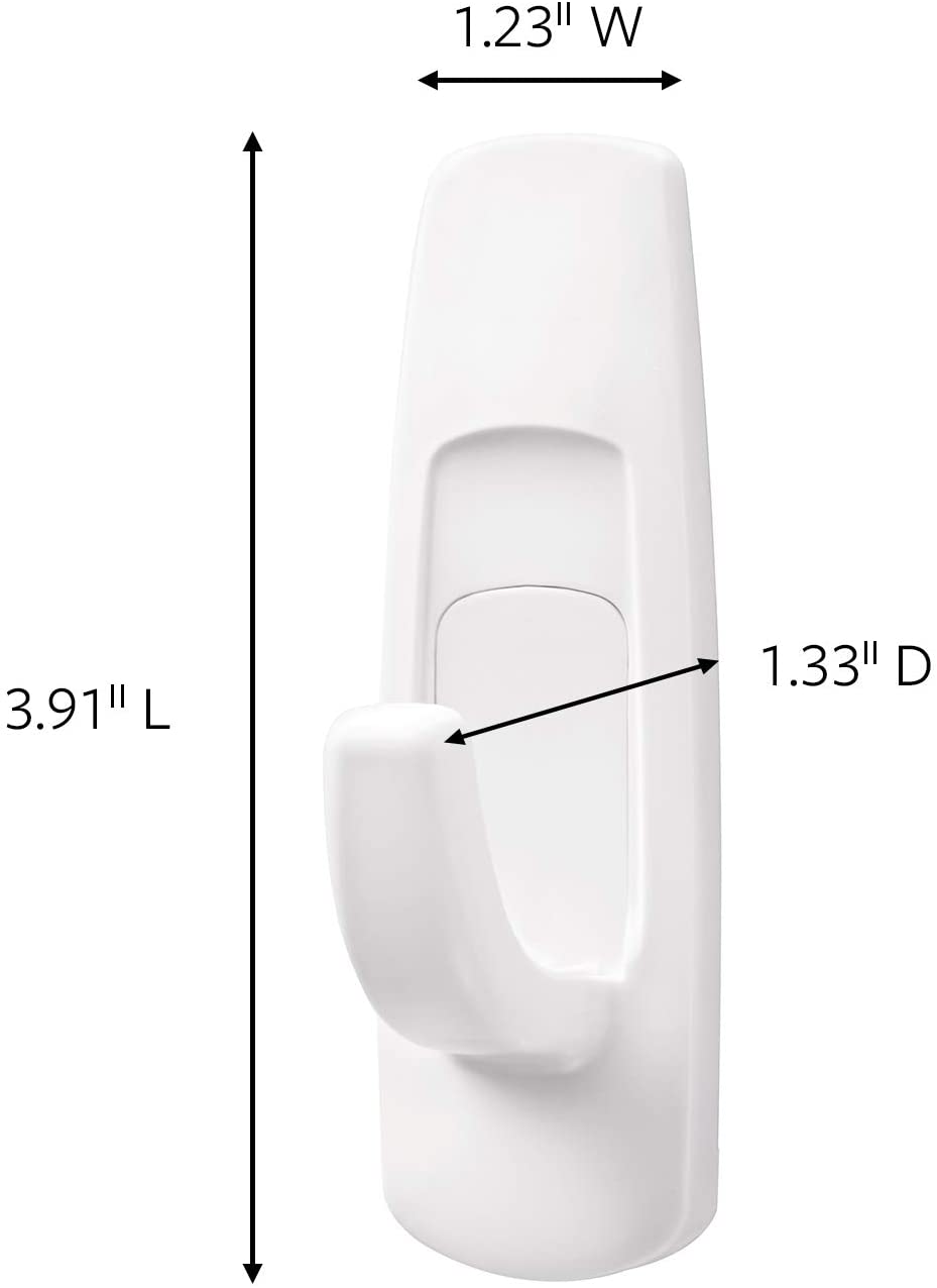 Command Large Utility Hook, 5 lb Cap, White, General Purpose 1-Hook, 2-Strips