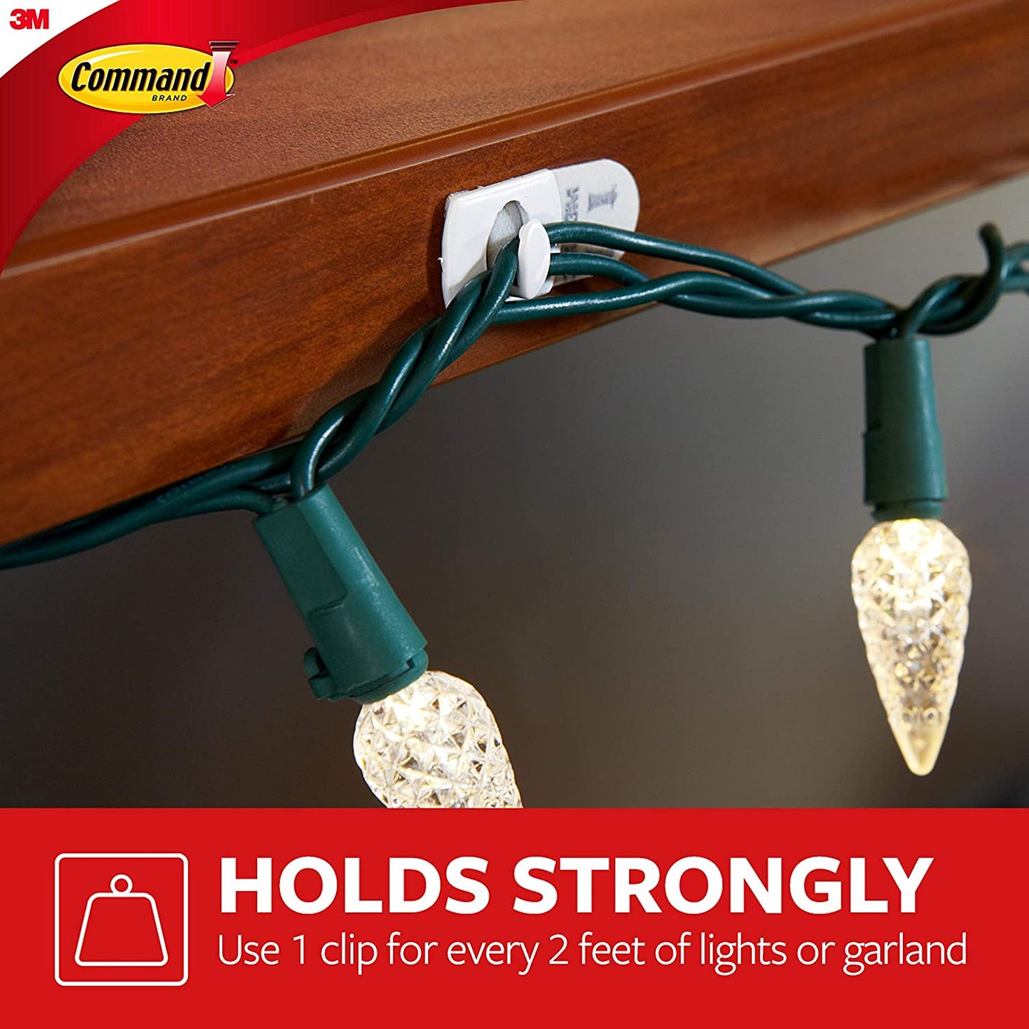 Command White Light Clips, Decorate Damage-Free Easy to Apply and Remove