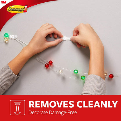 Command White Light Clips, Decorate Damage-Free Easy to Apply and Remove