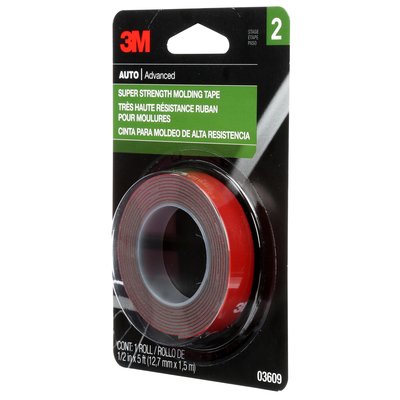 3M Super Strength Molding Tape, 03609, 1/2 in x 5 ft Resists moisture, UV and Solvents