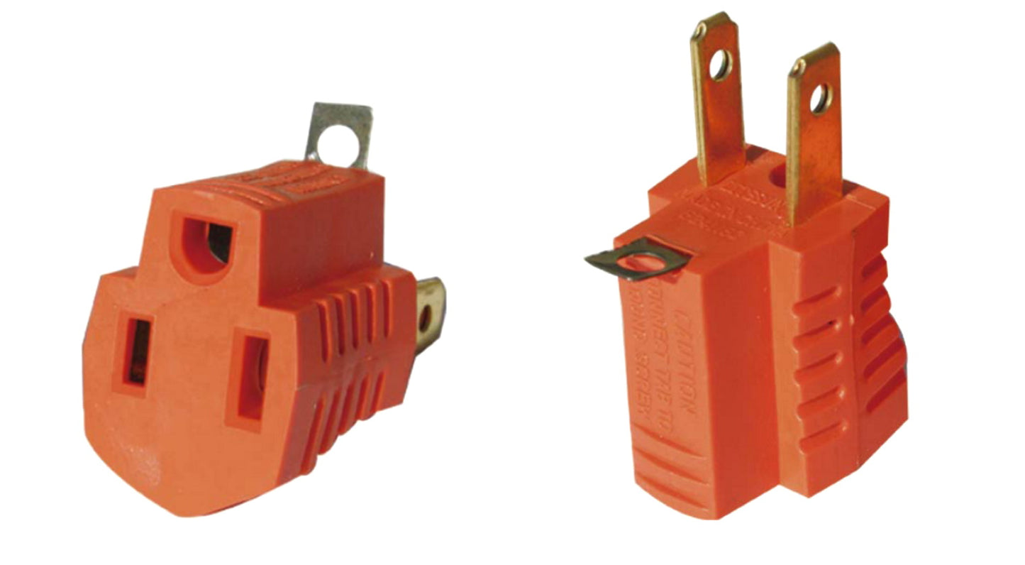 3 Prong to 2 Prong Grounding Adapters Outlet Electrical Ac Converter, 2 Piece Orange