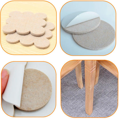 Floor Protectors Round 18 Self Adhesive Felt Beige Pads Furniture Chair Scratch Protection TriSonic