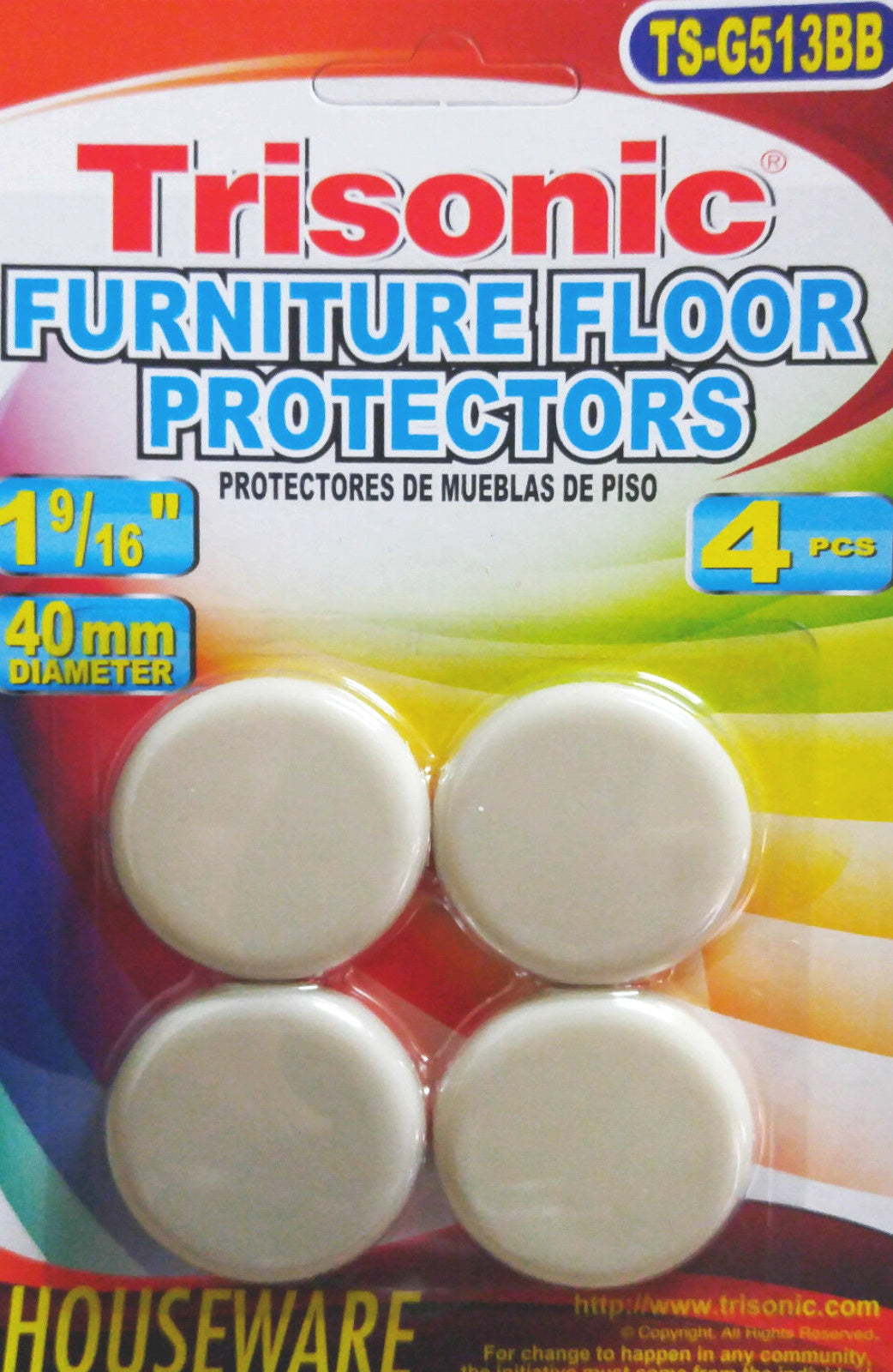 Floor Protectors Trisonic 4 Pcs Furniture Mover Pad Sliders Plastic Scratch Free Floors 1-9/16 inches