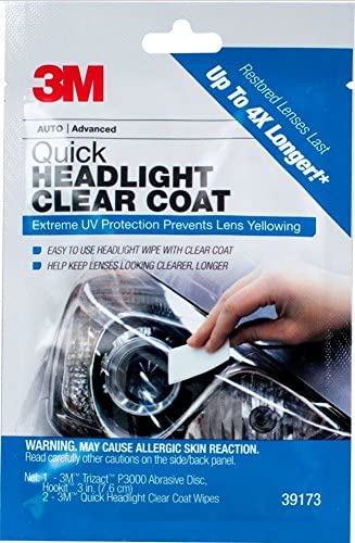 3M Quick Headlight Clear Coat, Cleans and Prevents Lens Yellowing Easy to Use