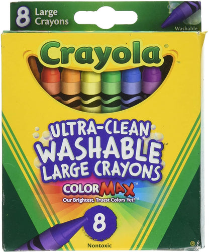 Crayola Ultra Clean Large Washable Crayons, 8 Count School Home Crafts