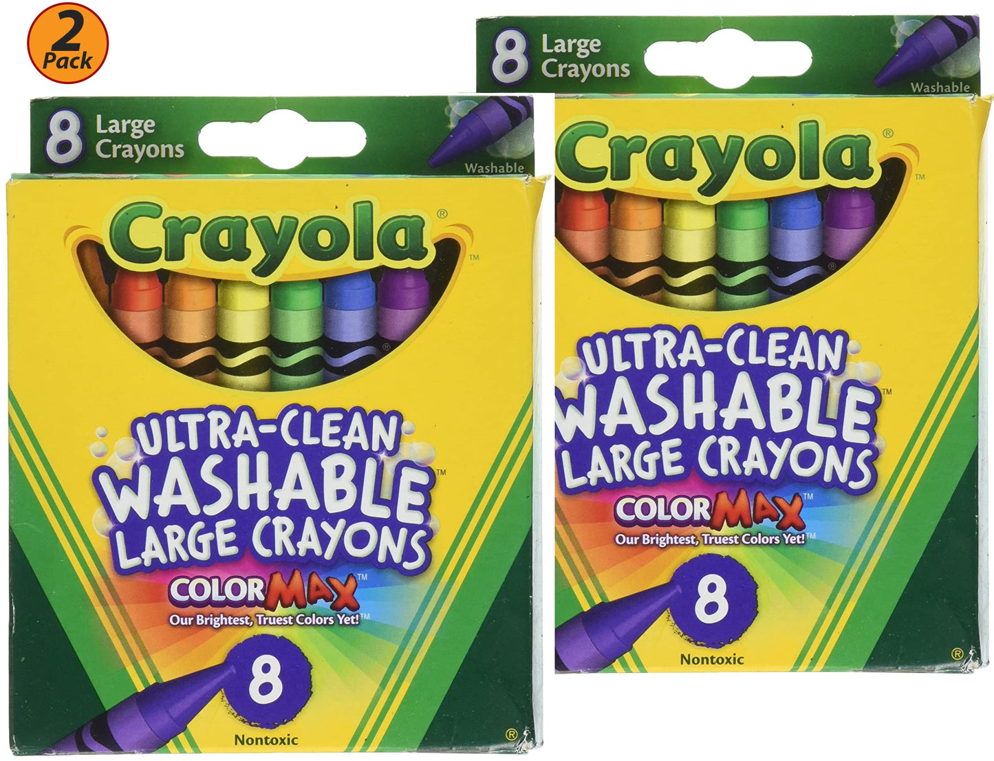 Crayola Ultra Clean Large Washable Crayons, 16-Count School Home Crafts - Pack of 2