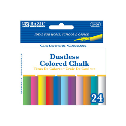 24 Pcs Assorted Dustless Chalk Non-toxic Drawing Home school Office