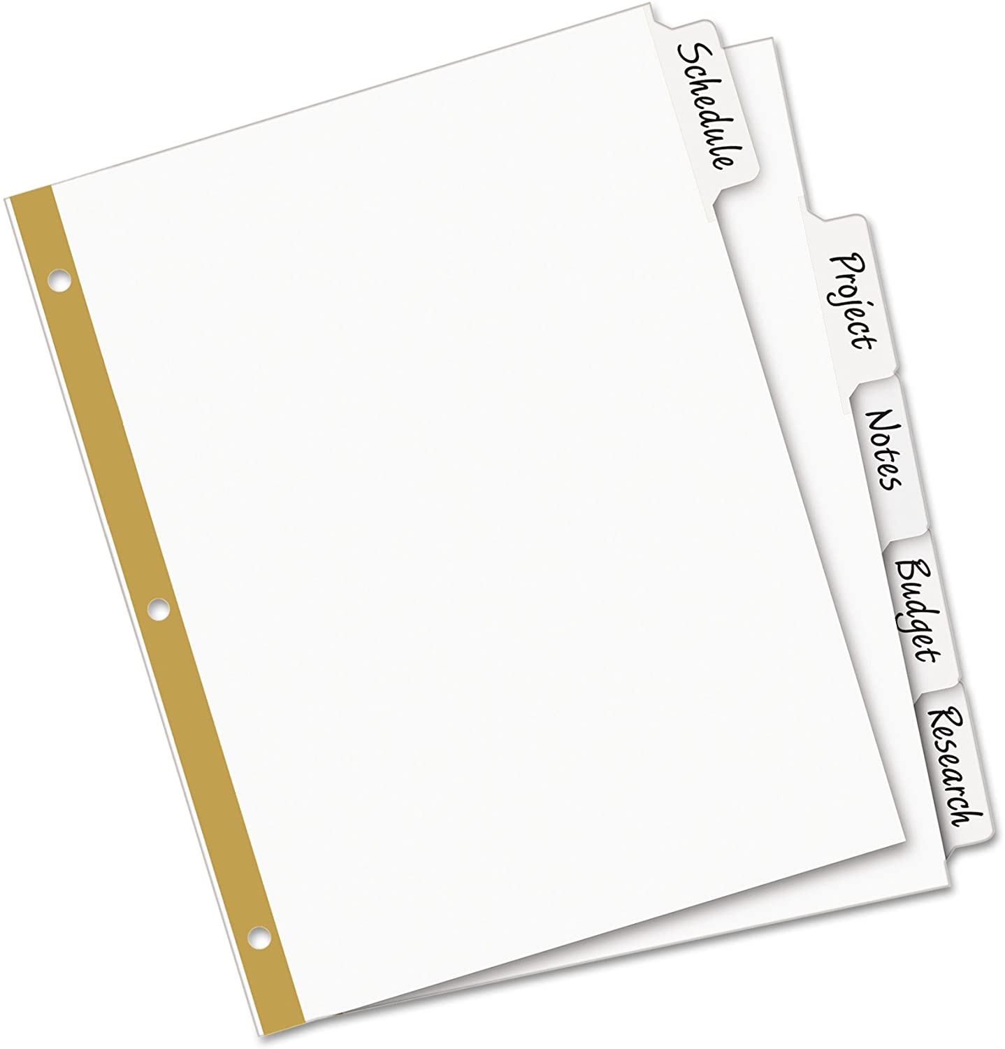 Avery Write and Erase Big Tab Paper Dividers, 5-Tab, White, Letter, 50% larger than standard Tabs