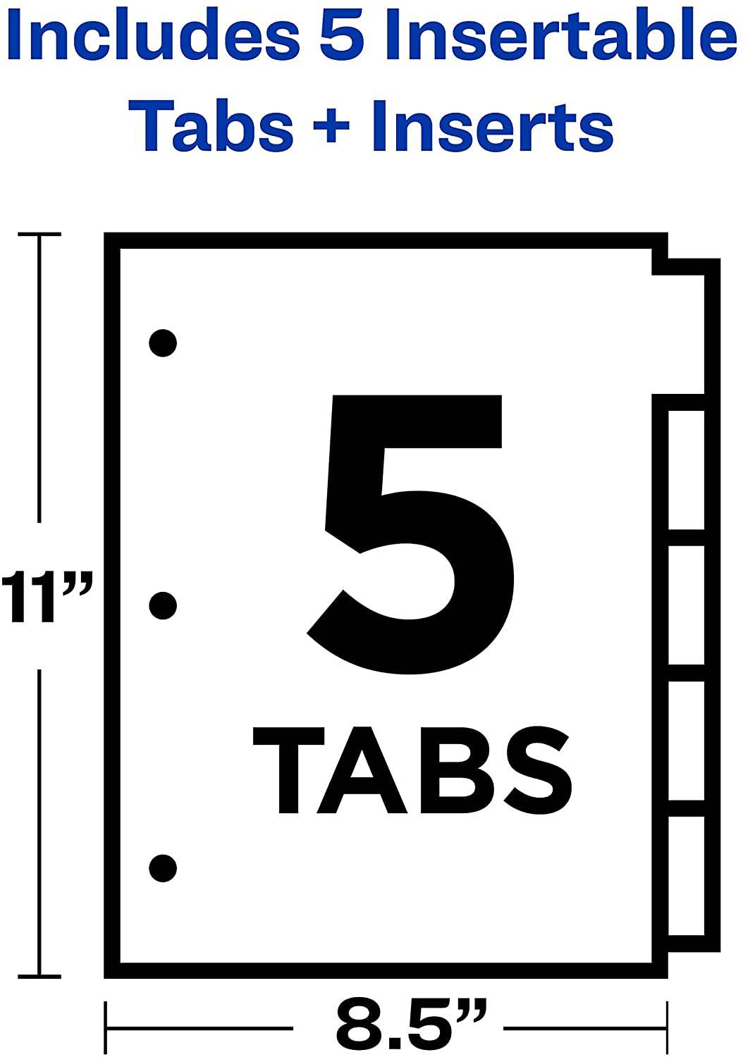 Avery 5-Tab Binder Dividers, Insertable Clear Big Tabs, Letter, 1 Set 50% more writing space