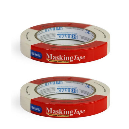 2 Pack BAZIC 0.71 inch X 2160 inch (60 Yards) General Purpose Masking Tape, labeling, bundling, mounting, packing - B950