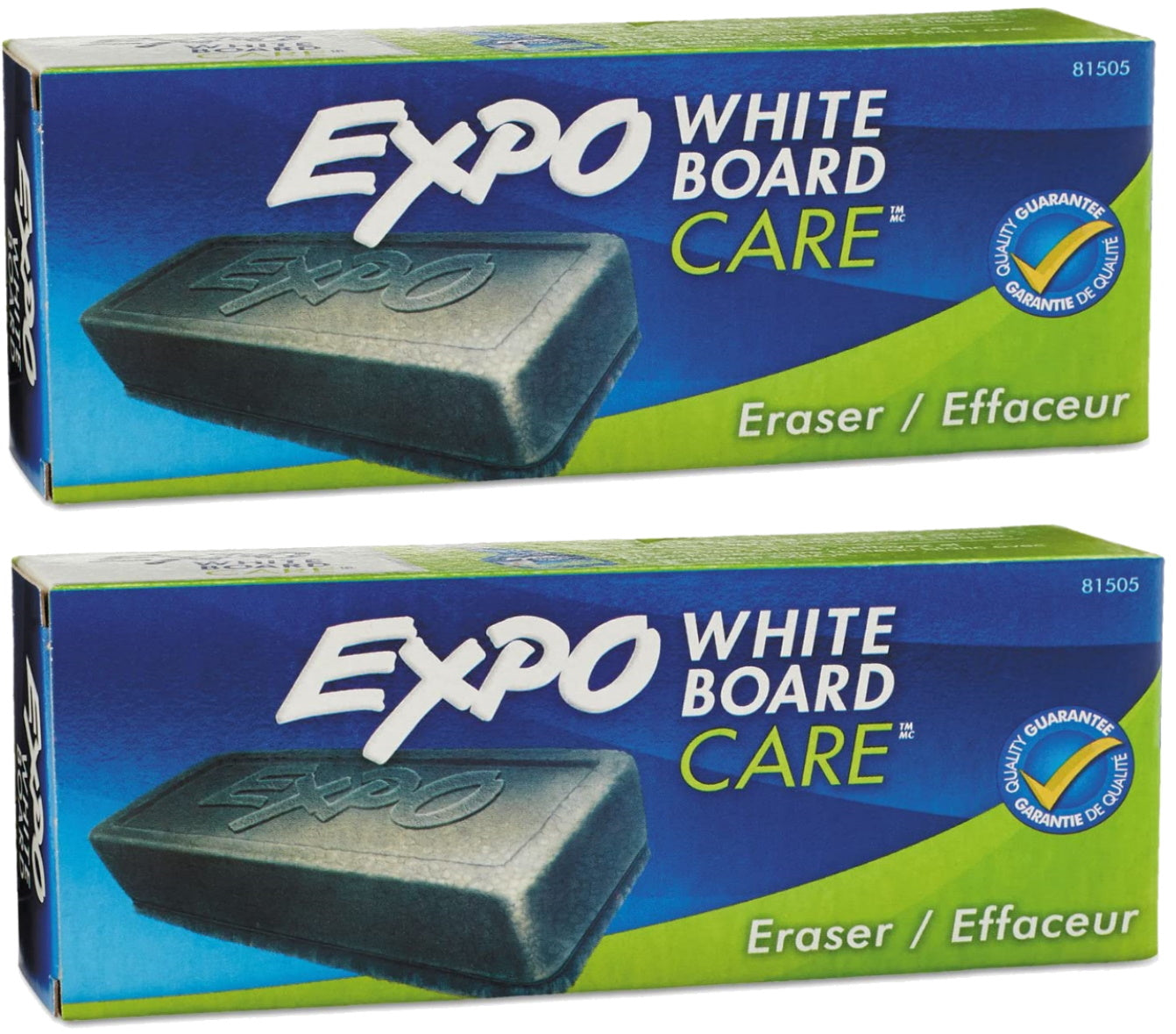 2 pcs Expo Dry Mark Eraser Block Whiteboard Board Eraser, Soft Pile 5 1/8 W x 1 1/4 H inches