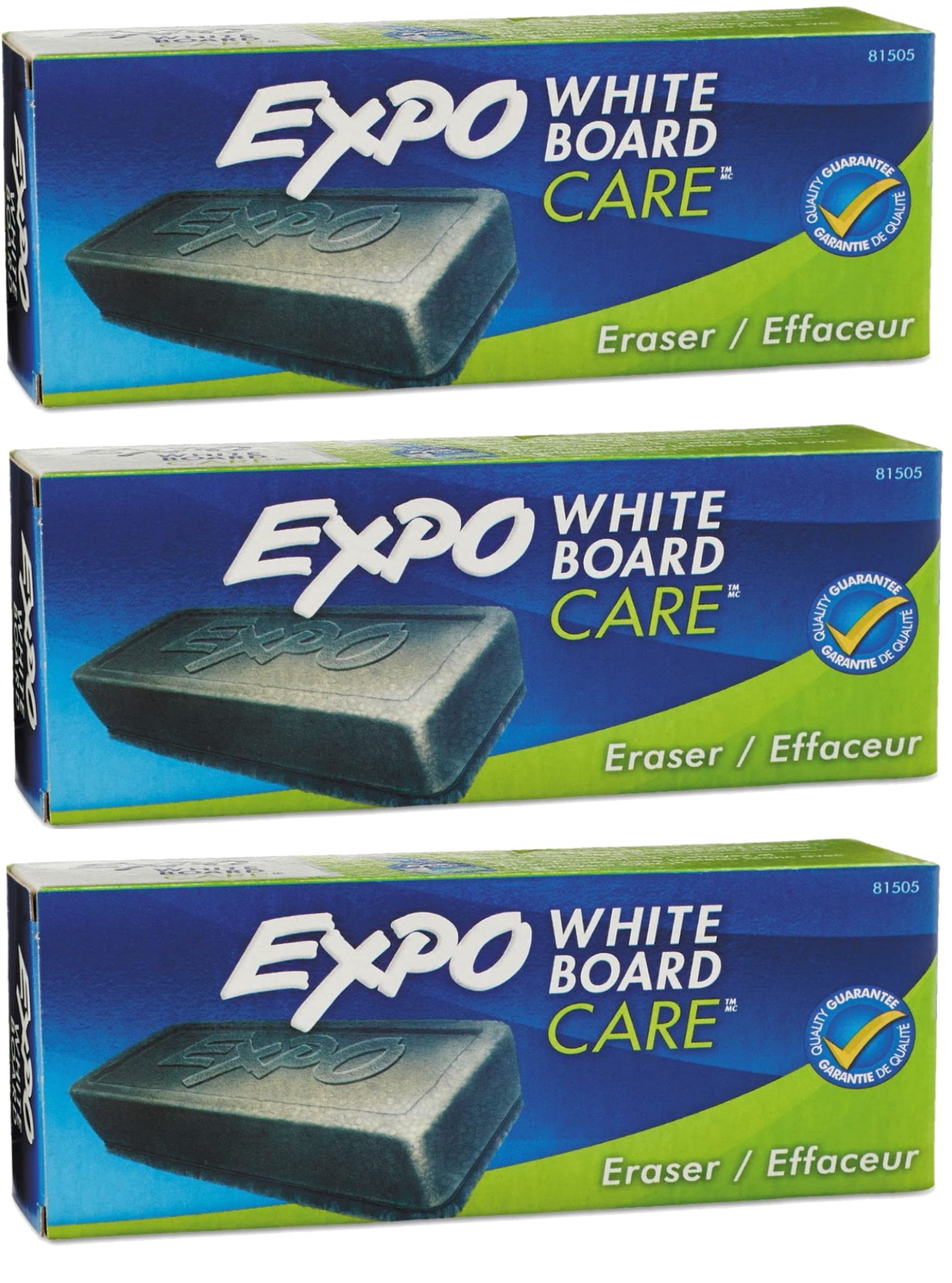 3 pcs Expo Dry Mark Eraser Block Whiteboard Board Eraser, Soft Pile 5 1/8 W x 1 1/4 H inches