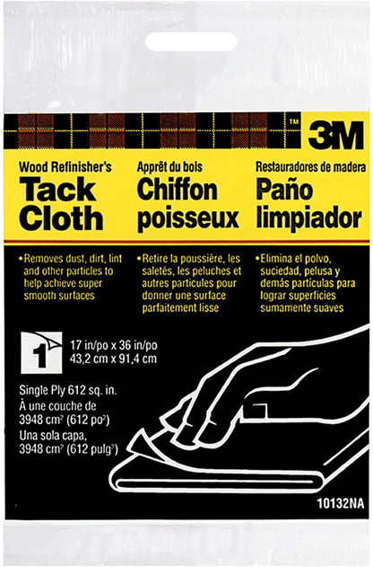 3M Tack Cloth, 17 x 36-in, Single Ply 48 cs, 1 Per Pack Remove particles like dust, dirt and lint