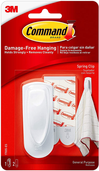 Command Spring Clip with adhesive 17005, 1 Clip and 2 Strips per Pack