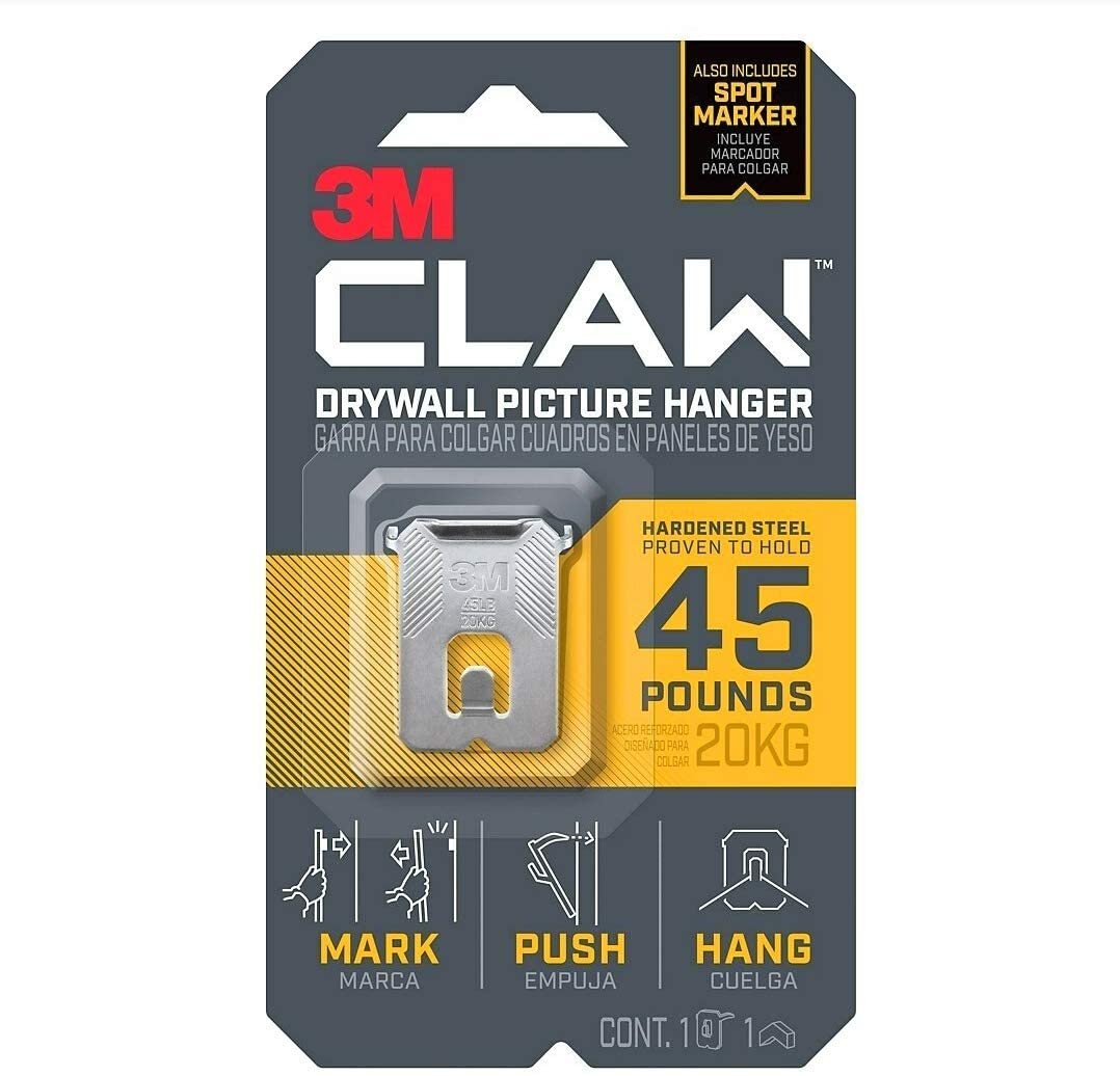 3M CLAW Strong Durable Drywall Picture Hanger Trusted Strength up to 45 Pounds