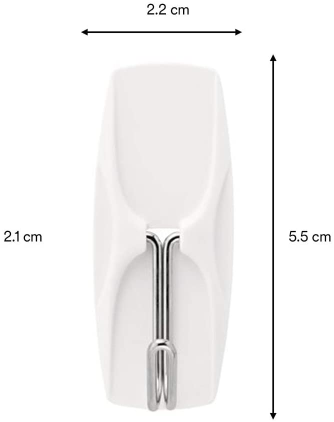 Command Wire Toggle Hook, Medium, White, 2-Hooks (17065-ES), Organize Damage-Free