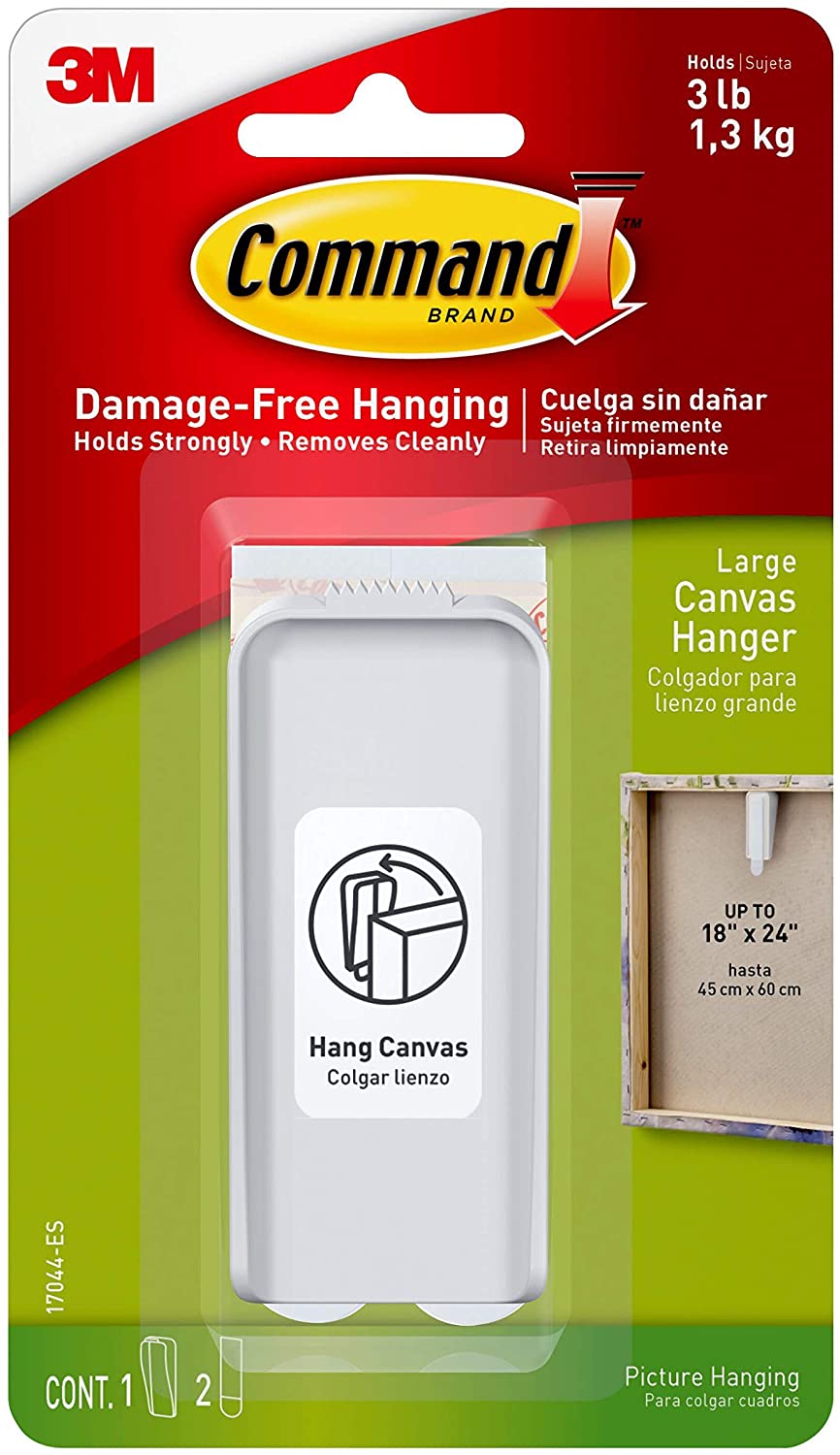 Command Large Canvas Hanger, Decorate Damage-Free, Indoor Use, 1 hanger, 2 strips (17044-ES)