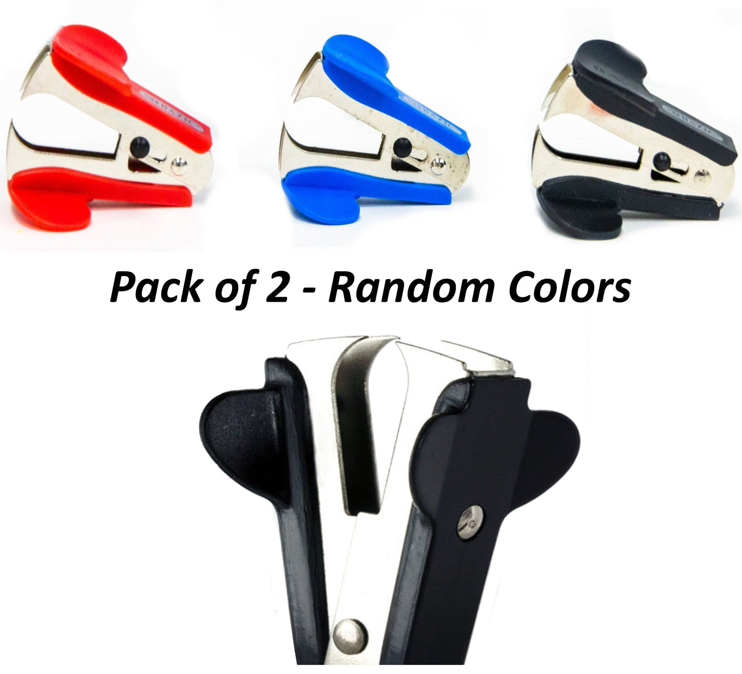 4 Pcs Claw Style Staples Remover with Safety Lock - Random Color, Home, School and Office